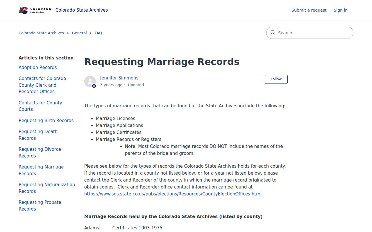 Crowley County Clerk of Court records and Colorado marriage record request guidance