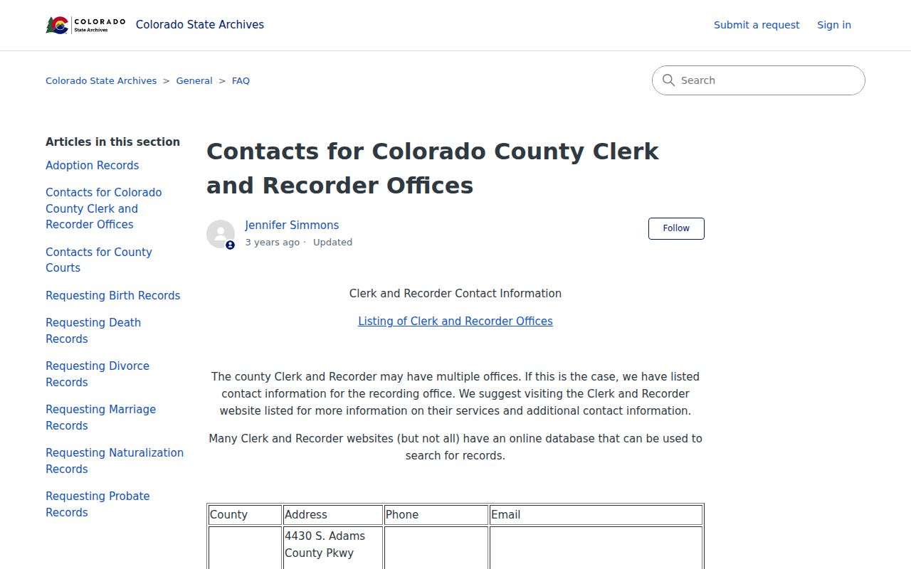 Crowley County Clerk of Court distinction from Clerk and Recorder contacts