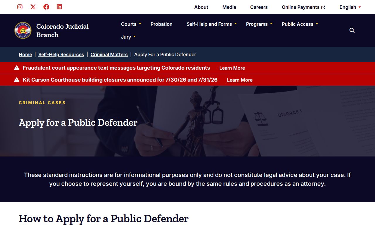 Crowley County criminal court records public defender application