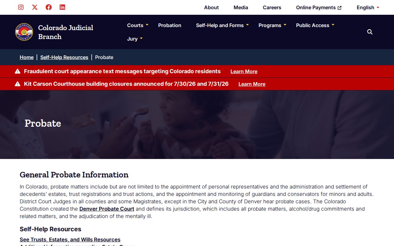 Crowley County probate records Colorado probate self-help and court forms page