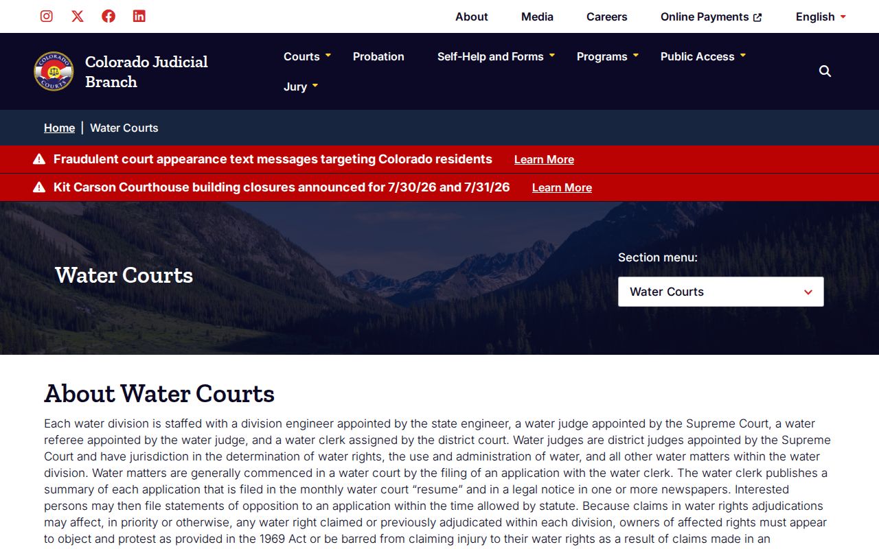 Crowley County probate records Colorado water courts overview