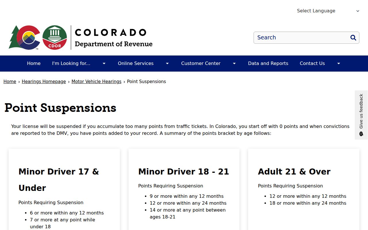 Crowley County traffic court records and Colorado point suspensions