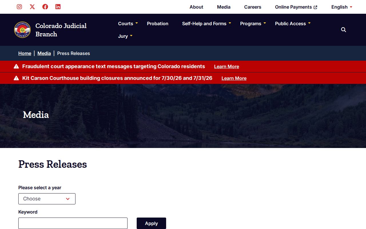 Crowley County warrant records and Colorado Judicial Branch notices