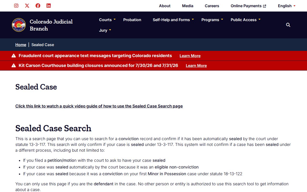Crowley County warrant records and Colorado sealed case search